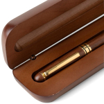 Penna girevole in legno di noce e ottone con inchiostro blu Dokumental undicesima vista
