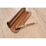 Penna girevole in legno di noce e ottone con inchiostro blu Dokumental