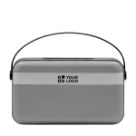Altoparlante wireless BrandCharger 16 W con doppio altoparlante per bassi color argento vista area di stampa