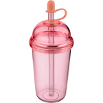 Bicchiere in RPET con coperchio a vite e cannuccia con tappo in silicone 500ml color rosa quinta vista