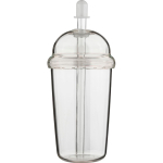 Bicchiere in RPET con coperchio a vite e cannuccia con tappo in silicone 500ml color trasparente prima vista