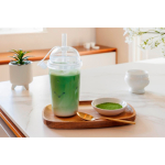 Bicchiere in RPET con coperchio a vite e cannuccia con tappo in silicone 500ml color trasparente quarta vista