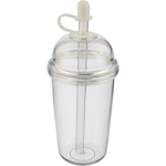 Bicchiere in RPET con coperchio a vite e cannuccia con tappo in silicone 500ml color trasparente quinta vista