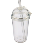 Bicchiere in RPET con coperchio a vite e cannuccia con tappo in silicone 500ml color trasparente sesta vista