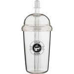 Bicchiere in RPET con coperchio a vite e cannuccia con tappo in silicone 500ml color trasparente ottava vista