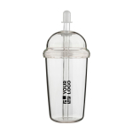 Bicchiere in RPET con coperchio a vite e cannuccia con tappo in silicone 500ml color trasparente vista area di stampa