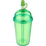 Bicchiere in RPET con coperchio a vite e cannuccia con tappo in silicone 500ml color verde chiaro seconda vista