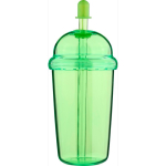 Bicchiere in RPET con coperchio a vite e cannuccia con tappo in silicone 500ml color verde chiaro terza vista