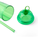 Bicchiere in RPET con coperchio a vite e cannuccia con tappo in silicone 500ml color verde chiaro quarta vista