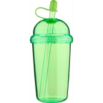 Bicchiere in RPET con coperchio a vite e cannuccia con tappo in silicone 500ml color verde chiaro quinta vista