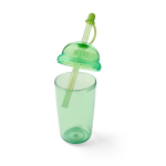 Bicchiere in RPET con coperchio a vite e cannuccia con tappo in silicone 500ml color verde chiaro sesta vista