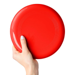 Frisbee pieno in plastica riciclata con diametro di 21 cm color rosso seconda vista