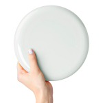 Frisbee pieno in plastica riciclata con diametro di 21 cm color bianco prima vista