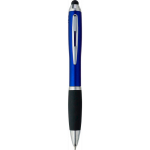 Penna a sfera in plastica riciclata con puntatore touch e inchiostro nero color blu seconda vista