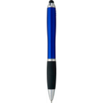 Penna a sfera in plastica riciclata con puntatore touch e inchiostro nero color blu terza vista