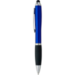 Penna a sfera in plastica riciclata con puntatore touch e inchiostro nero color blu quarta vista