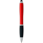 Penna a sfera in plastica riciclata con puntatore touch e inchiostro nero color rosso prima vista