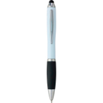 Penna a sfera in plastica riciclata con puntatore touch e inchiostro nero color bianco prima vista