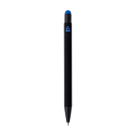 Penna a sfera in alluminio riciclato con rivestimento in gomma e inchiostro blu color blu seconda vista