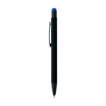Penna a sfera in alluminio riciclato con rivestimento in gomma e inchiostro blu color blu quinta vista