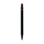 Penna a sfera in alluminio riciclato con rivestimento in gomma e inchiostro blu color rosso terza vista