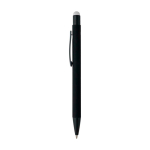 Penna a sfera in alluminio riciclato con rivestimento in gomma e inchiostro blu color bianco prima vista