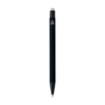 Penna a sfera in alluminio riciclato con rivestimento in gomma e inchiostro blu color bianco terza vista