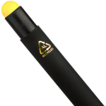 Penna a sfera in alluminio riciclato con rivestimento in gomma e inchiostro blu color giallo seconda vista