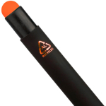 Penna a sfera in alluminio riciclato con rivestimento in gomma e inchiostro blu color arancione prima vista