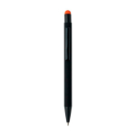Penna a sfera in alluminio riciclato con rivestimento in gomma e inchiostro blu color arancione seconda vista