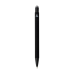 Penna a sfera in alluminio riciclato con rivestimento in gomma e inchiostro blu color argento seconda vista