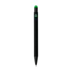Penna a sfera in alluminio riciclato con rivestimento in gomma e inchiostro blu color verde chiaro prima vista