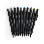 Penna a sfera in alluminio riciclato con rivestimento in gomma e inchiostro blu color azzurro quinta vista