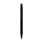Penna a sfera in alluminio riciclato con rivestimento in gomma e inchiostro blu color rosa salmone prima vista