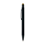 Penna a sfera in alluminio riciclato con rivestimento in gomma e inchiostro blu color oro seconda vista