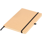 Taccuino A5 con copertina rigida in kraft, elastico e pagine a righe color nero prima vista