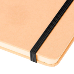 Taccuino A5 con copertina rigida in kraft, elastico e pagine a righe color nero seconda vista