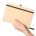 Taccuino A5 con copertina rigida in kraft, elastico e pagine a righe color nero ottava vista
