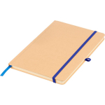 Taccuino A5 con copertina rigida in kraft, elastico e pagine a righe color blu quarta vista