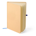 Taccuino A5 con copertina rigida in kraft, elastico e pagine a righe color blu quinta vista