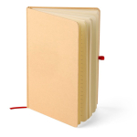 Taccuino A5 con copertina rigida in kraft, elastico e pagine a righe color rosso seconda vista
