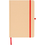 Taccuino A5 con copertina rigida in kraft, elastico e pagine a righe color rosso quinta vista
