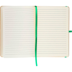 Taccuino A5 con copertina rigida in kraft, elastico e pagine a righe color verde prima vista