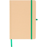 Taccuino A5 con copertina rigida in kraft, elastico e pagine a righe color verde seconda vista