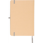 Taccuino A5 con copertina rigida in kraft, elastico e pagine a righe color argento seconda vista
