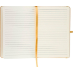Taccuino A5 con copertina rigida in kraft, elastico e pagine a righe color oro terza vista
