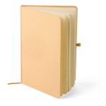Taccuino A5 con copertina rigida in kraft, elastico e pagine a righe color oro quarta vista