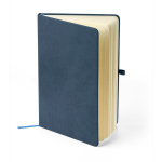 Taccuino A5 con copertina in PU riciclato, segnalibro e pagine a righe color blu terza vista