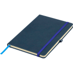 Taccuino A5 con copertina in PU riciclato, segnalibro e pagine a righe color blu settima vista