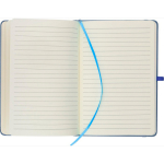Taccuino A5 con copertina in PU riciclato, segnalibro e pagine a righe color blu ottava vista